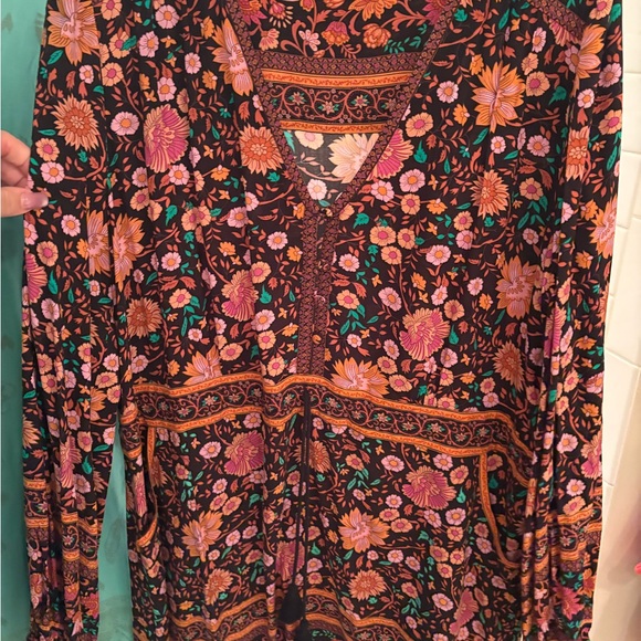 Spell Dresses & Skirts - Spell Bohemian Floral Long Sleeve Dress - Black and Pink